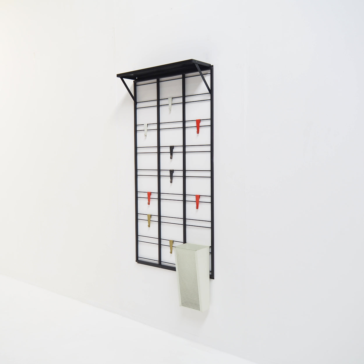 Modernist_Black_Metal_Coat_Rack_with_Colorful_Hooks,_Hat_Shelf_and_Umbrella_Stand