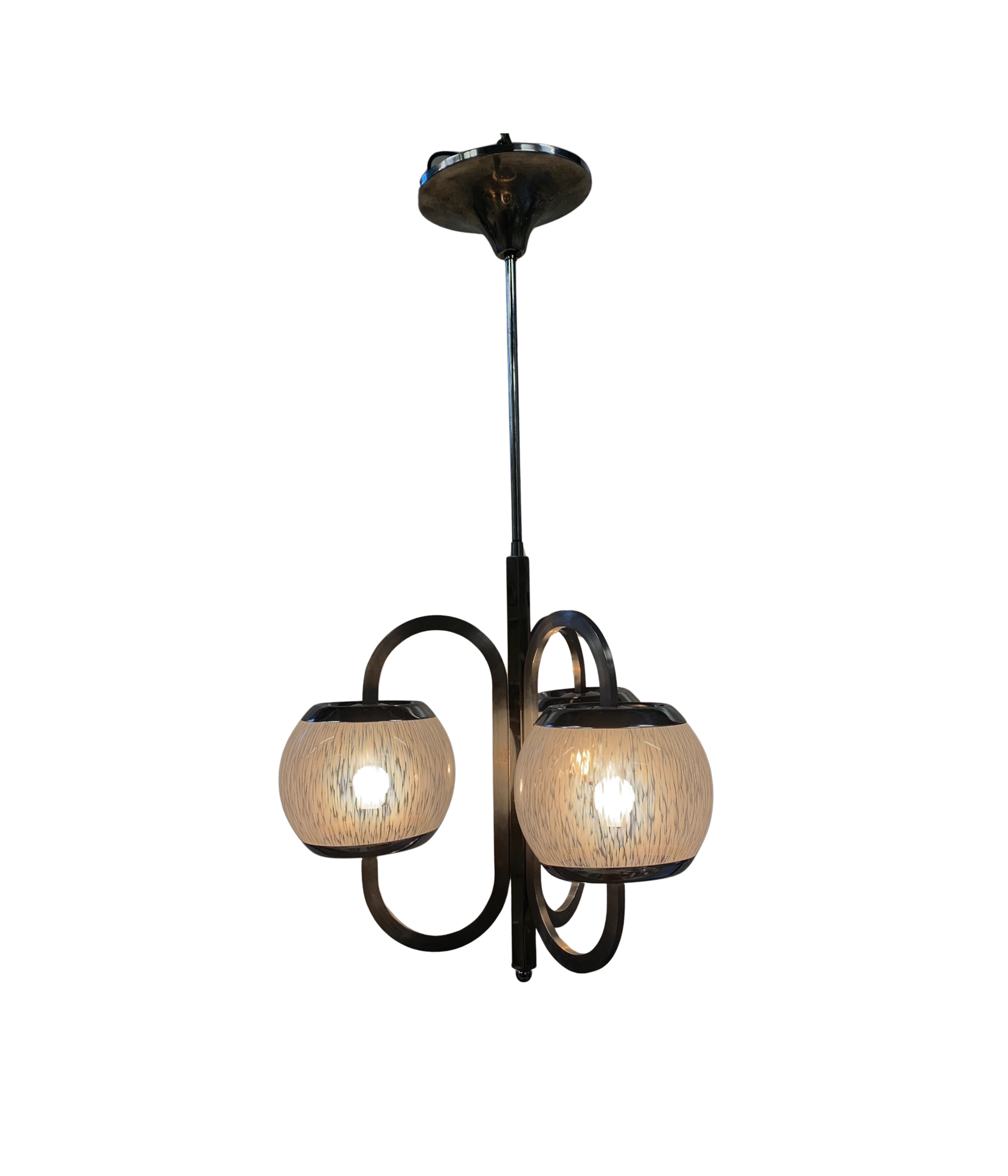 Nason_Moretti_Murano_Glass_Chandelier,_Chrome_&_Lattimo_Glass,_Italy