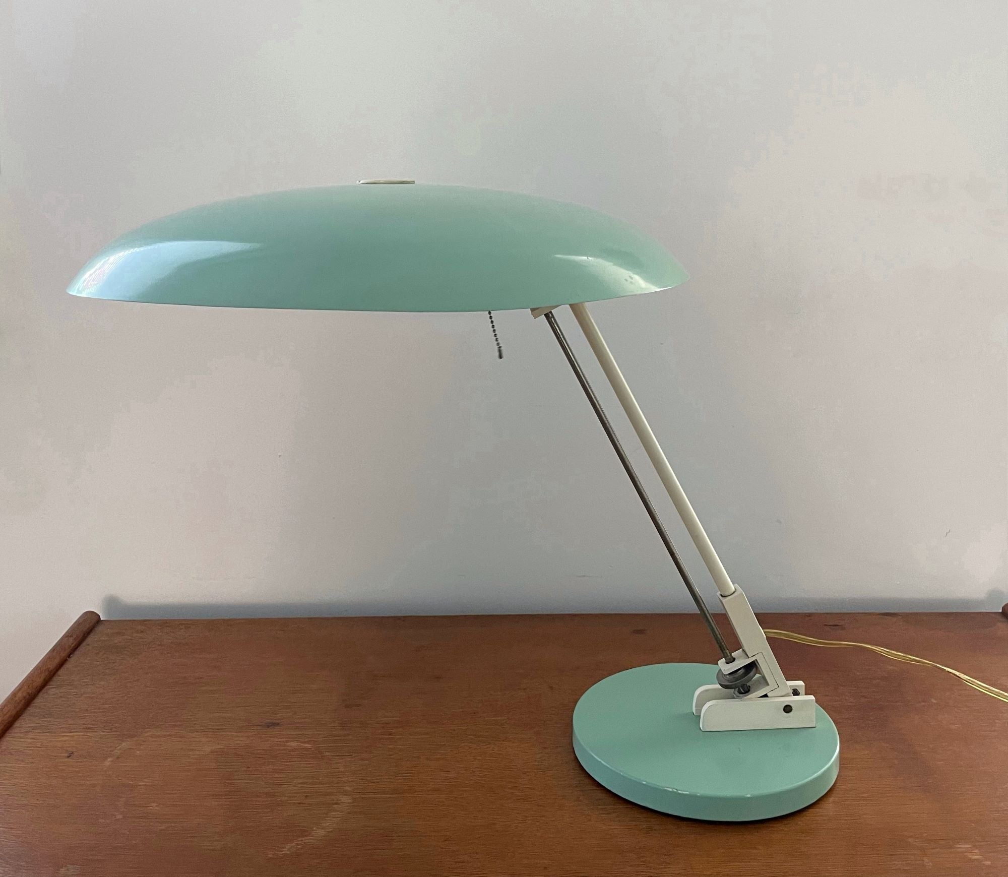 Nedalo_Adjustable_Saucer_Desk_Lamp_in_Mint_Green,_Netherlands,_Mid-Century_Modern