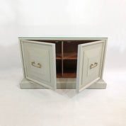 Neoclassical_Duck_Egg_Blue_Cabinet_with_Brass_and_Glass_Top,_USA_1970s