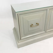 Neoclassical_Duck_Egg_Blue_Cabinet_with_Brass_and_Glass_Top,_USA_1970s