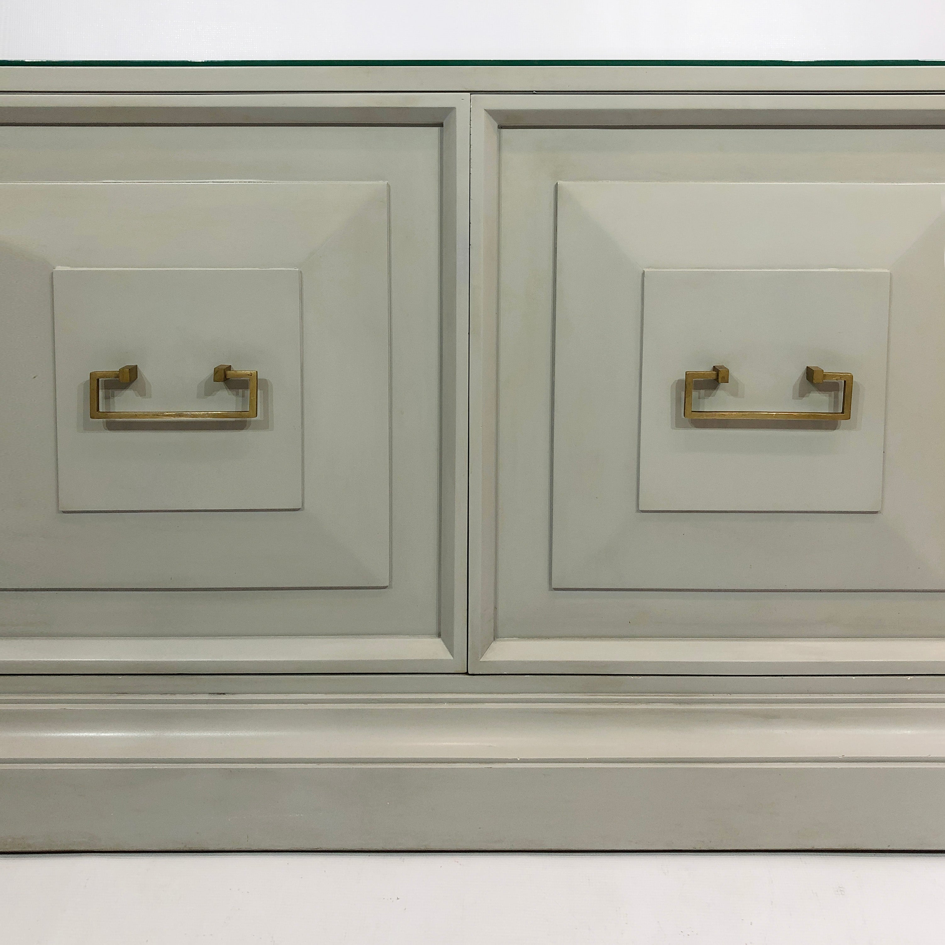Neoclassical_Duck_Egg_Blue_Cabinet_with_Brass_and_Glass_Top,_USA_1970s