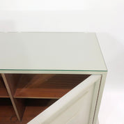 Neoclassical_Duck_Egg_Blue_Cabinet_with_Brass_and_Glass_Top,_USA_1970s