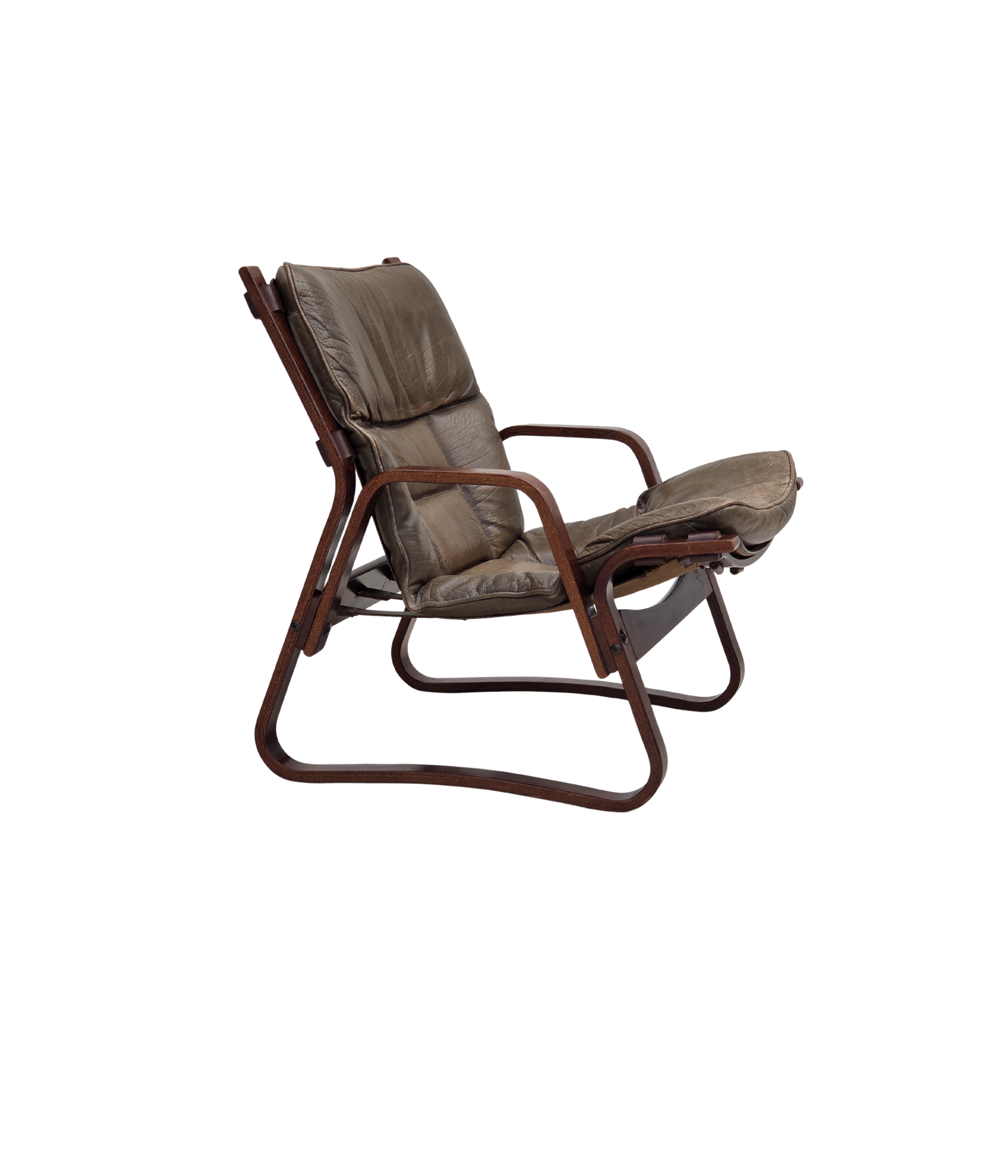 Norwegian_Brown_Leather_Lounge_Chair_with_Bentwood_Frame,_1970s