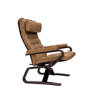 Norwegian_Mid-Century_Modern_Adjustable_Bentwood_Lounge_Chair_with_Light_Brown_Leather_and_Canvas,_1970s