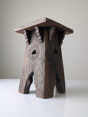 French_Neo_Gothic_Oak_Monastic_Pedestal_Stool_or_Sellette,_Style_Troubadour,_circa_1900