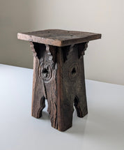 French_Neo_Gothic_Oak_Monastic_Pedestal_Stool_or_Sellette,_Style_Troubadour,_circa_1900