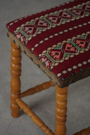 Oak_Stool_with_Patterned_Textile,_Scandinavian_Rustic_Design