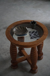 Oak_Table_with_Spiral_Turned_Legs_and_Glass_Top,_Scandinavian_Rustic_Style