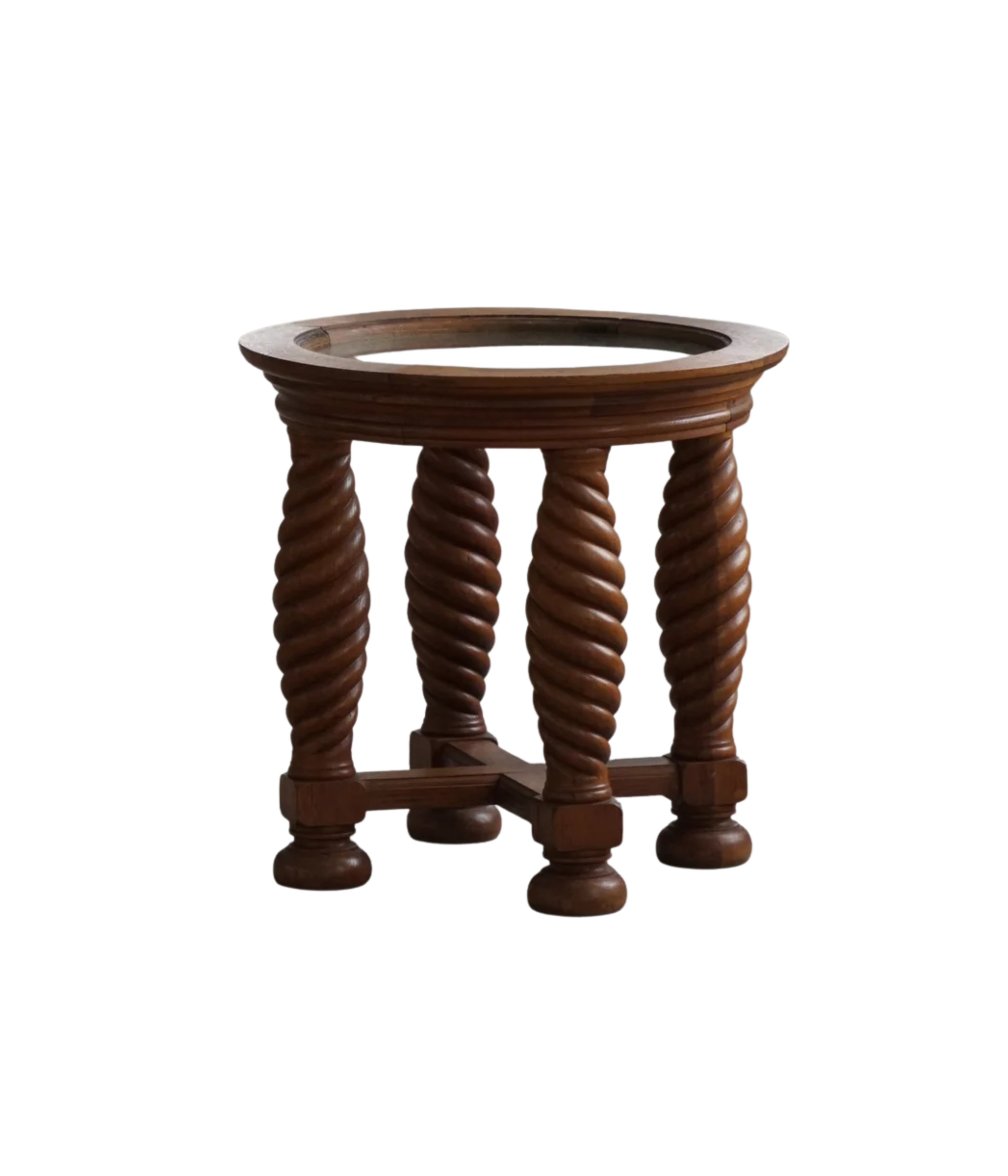 Oak_Table_with_Spiral_Turned_Legs_and_Glass_Top,_Scandinavian_Rustic_Style