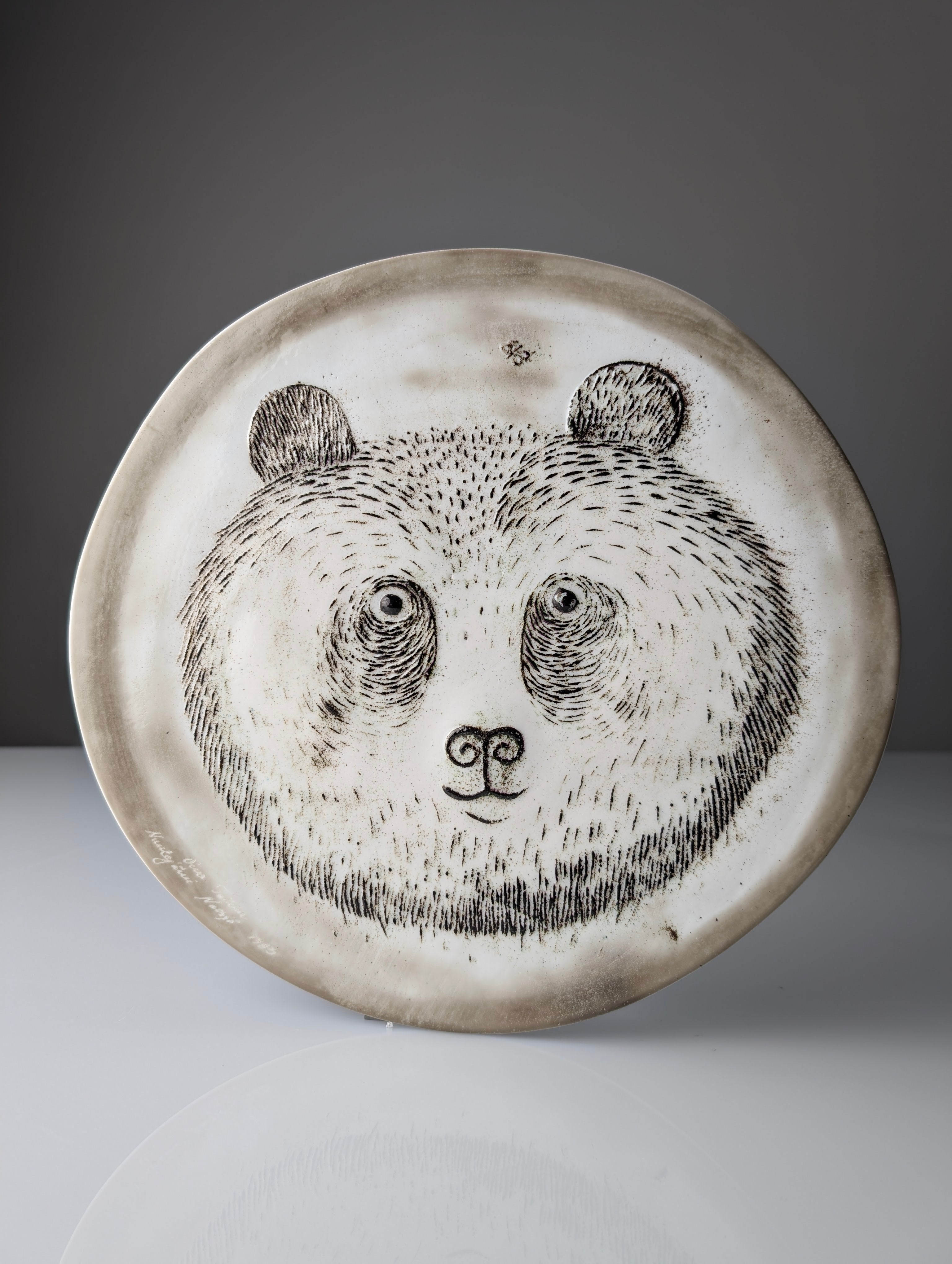 Taika_Panda_Ceramic_Plate_by_Oiva_Toikka_for_Nuutajärvi,_Finland,_1983