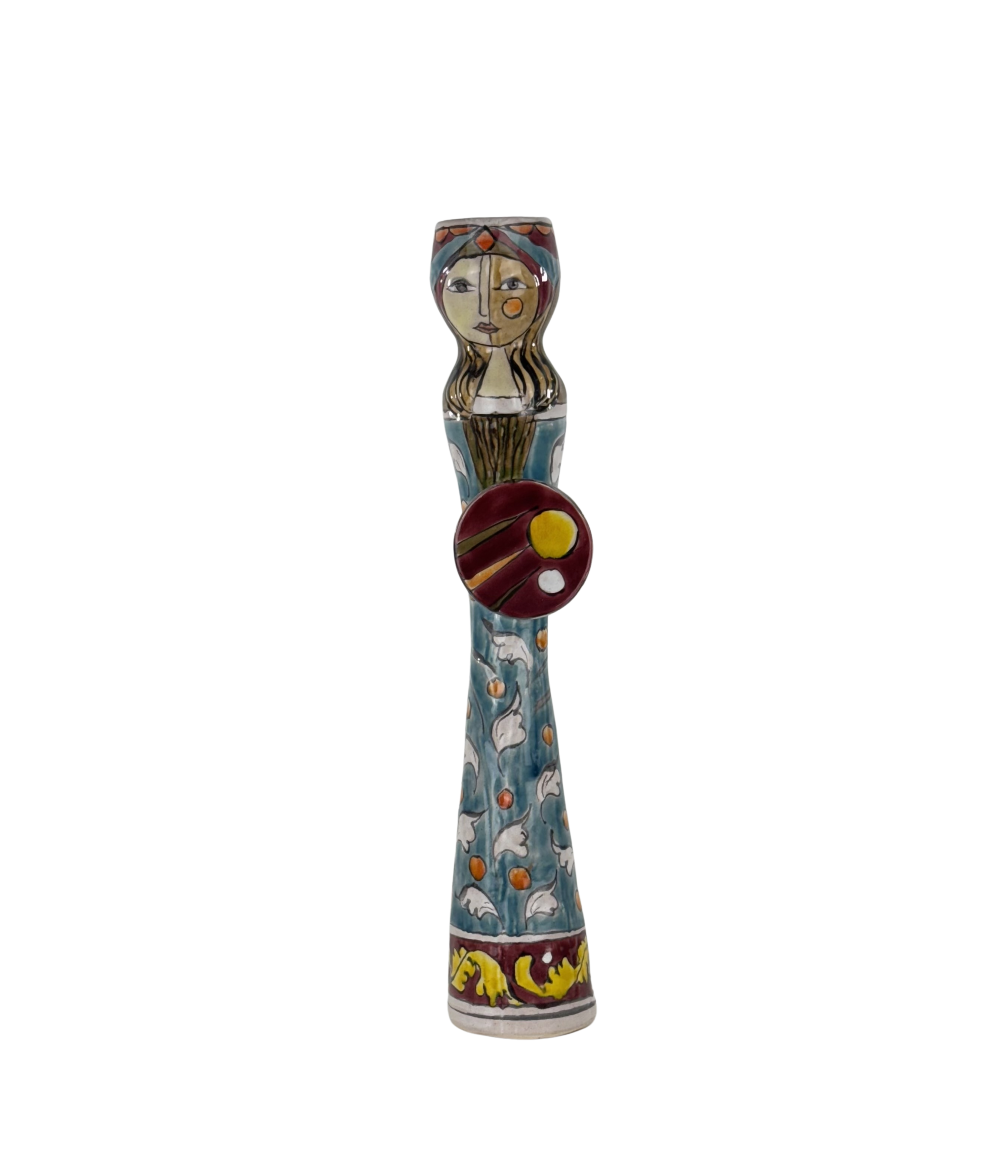 One-of-a-Kind_Hand-Painted_Ceramic_Soliflore_Vase_Signed_Schiavon,_Italy