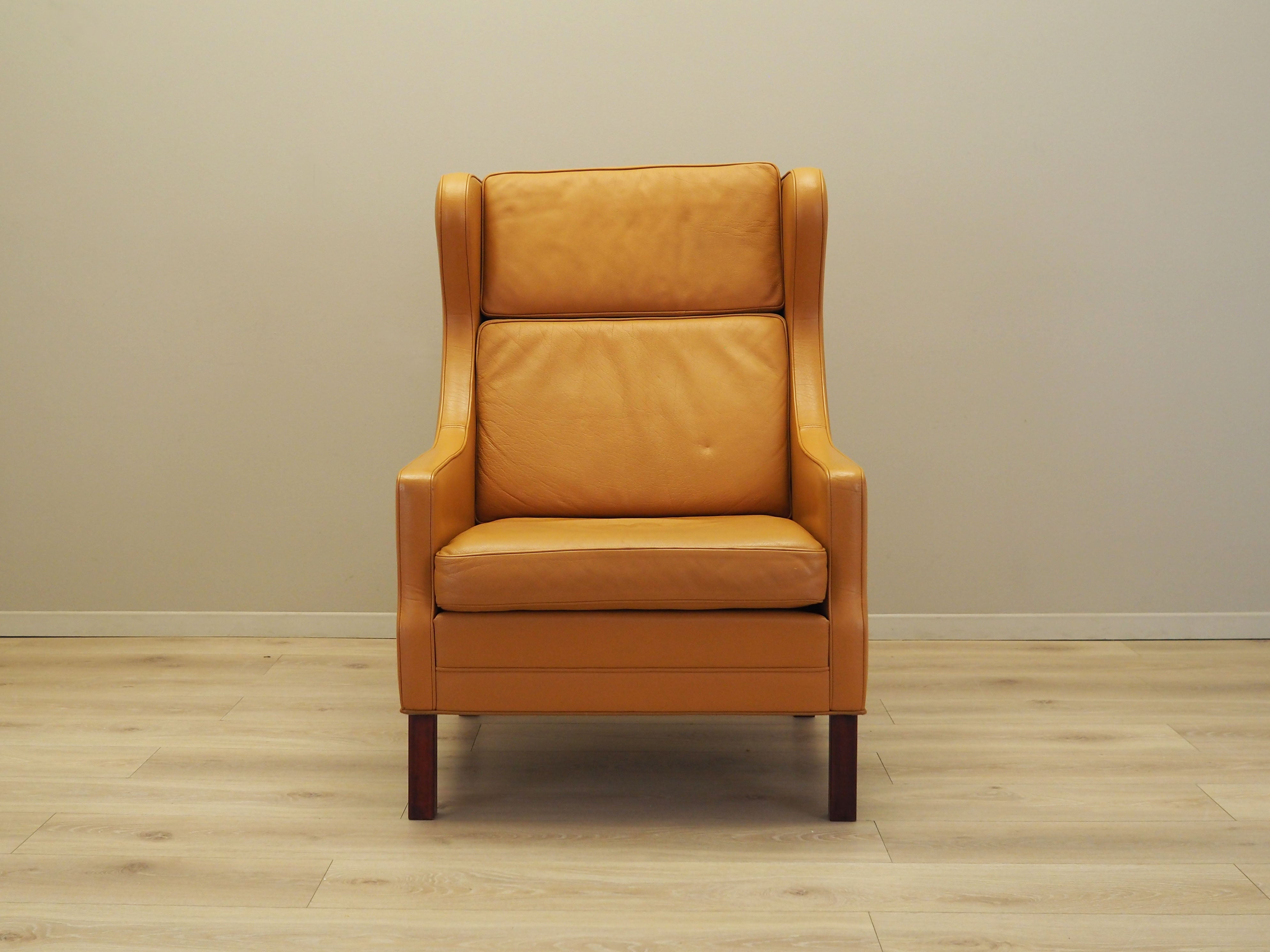 Danish_Modern_Orange_Leather_Armchair,_1970s,_Denmark