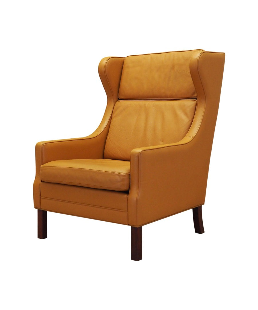Danish_Modern_Orange_Leather_Armchair,_1970s,_Denmark
