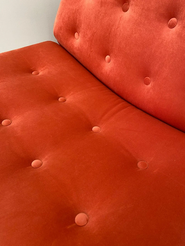 1970s_Space_Age_Lounge_Armchair_in_Coral_Orange_Fabric