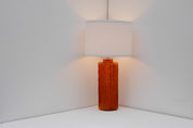 Orrefors_RD_1461_Glass_Table_Lamp_by_Gustav_Leek,_Orange_Glass,_Sweden,_1960s