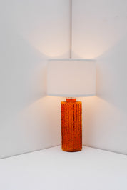 Orrefors_RD_1461_Glass_Table_Lamp_by_Gustav_Leek,_Orange_Glass,_Sweden,_1960s