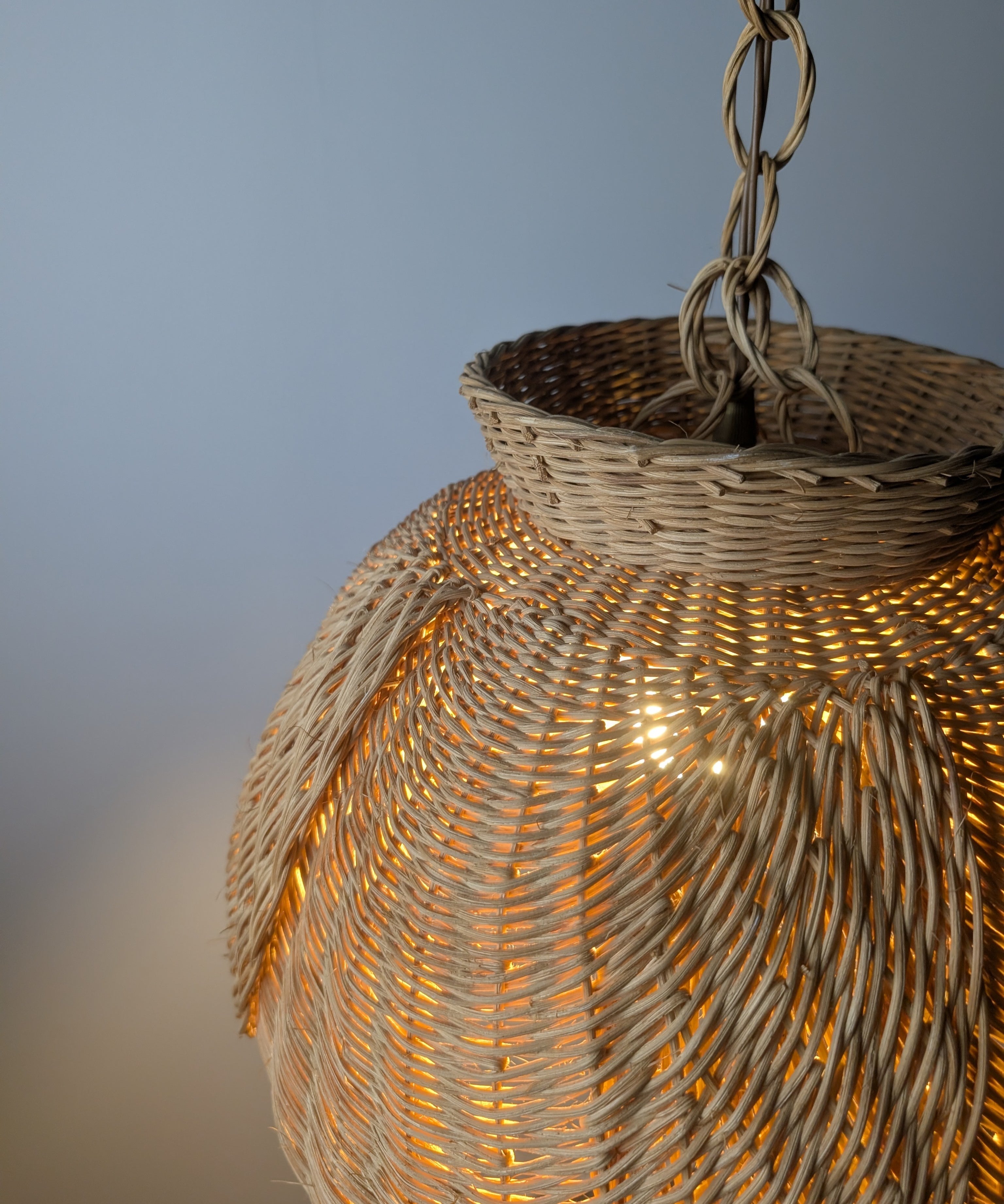 Late_20th_Century_Organic_Modern_Wicker_and_Rattan_Petal_Pendant_Lamp