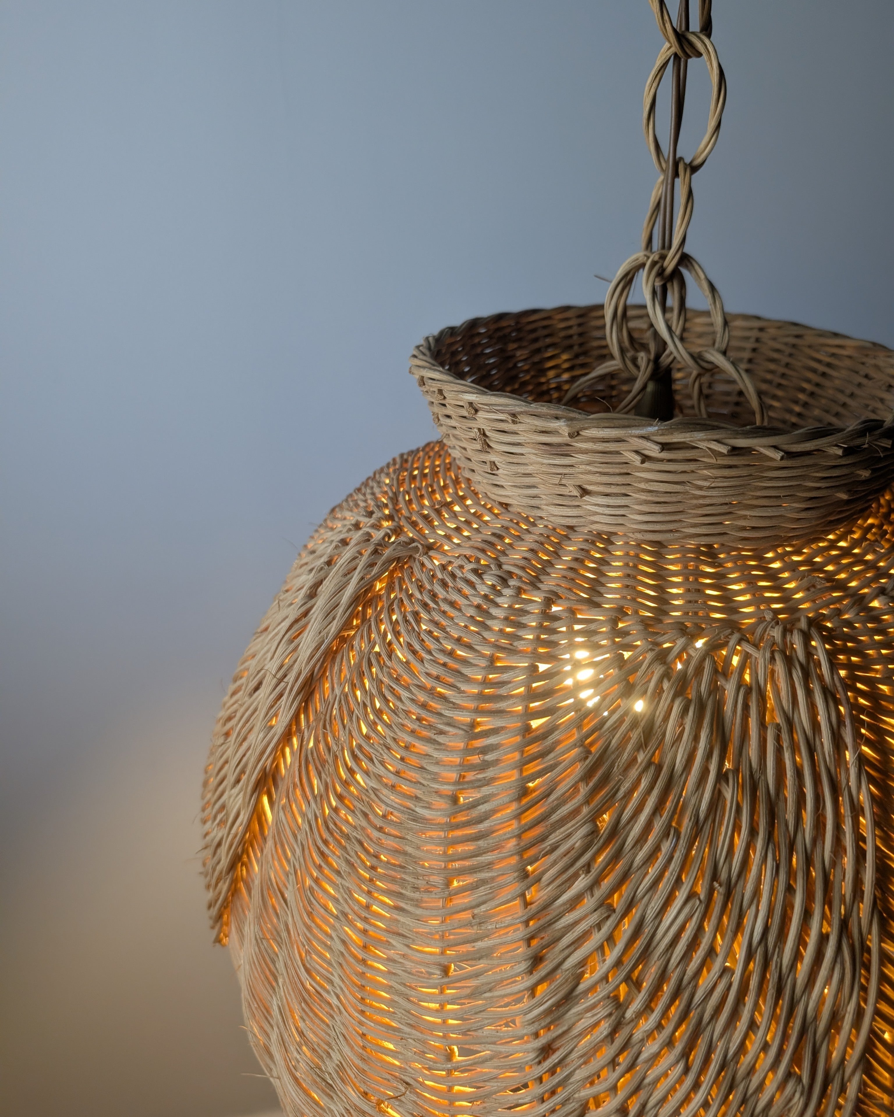 Late_20th_Century_Organic_Modern_Wicker_and_Rattan_Petal_Pendant_Lamp