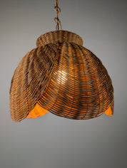 Late_20th_Century_Organic_Modern_Wicker_and_Rattan_Petal_Pendant_Lamp