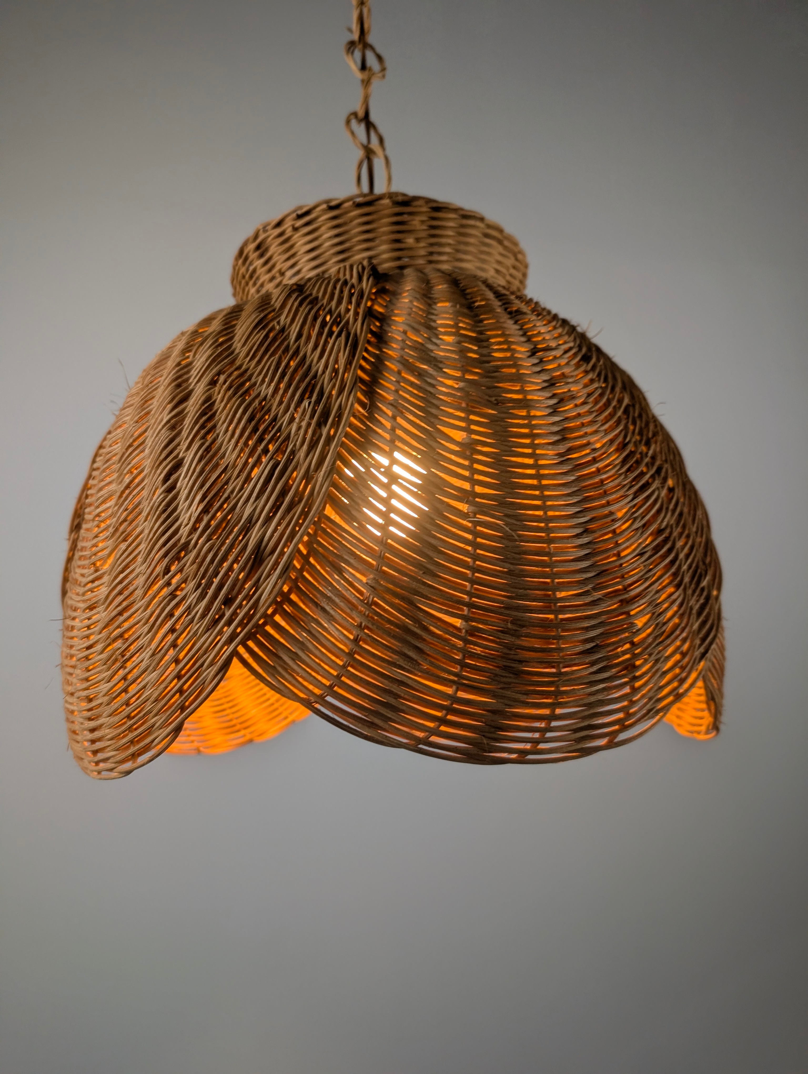 Late_20th_Century_Organic_Modern_Wicker_and_Rattan_Petal_Pendant_Lamp