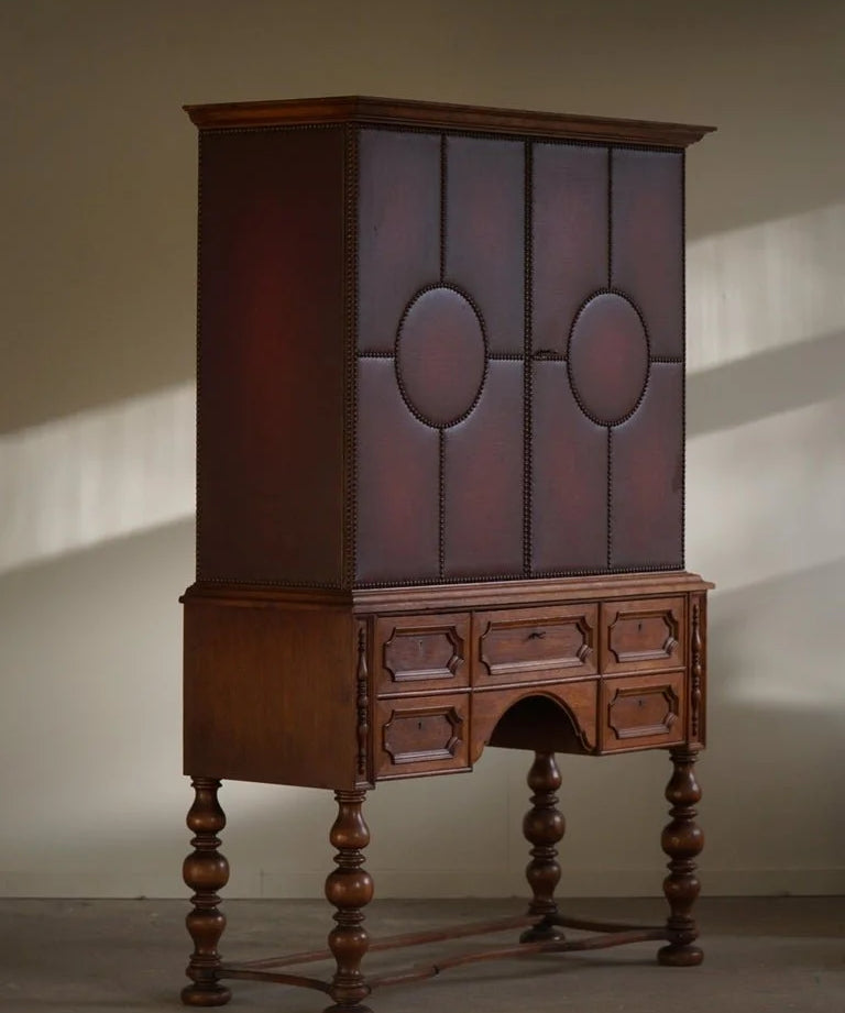 Otto_Schulz_Leather_and_Oak_Cabinet_with_Brass_Nails_for_Boet,_Sweden_1930s