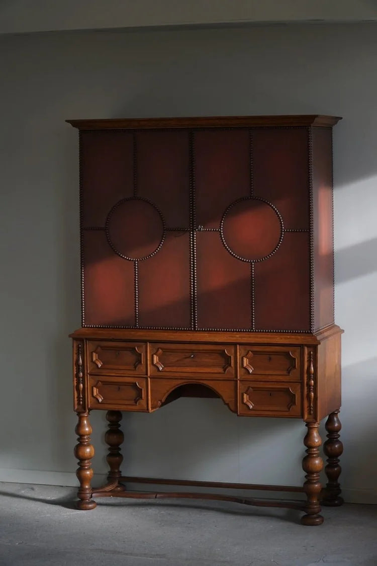 Otto_Schulz_Leather_and_Oak_Cabinet_with_Brass_Nails_for_Boet,_Sweden_1930s