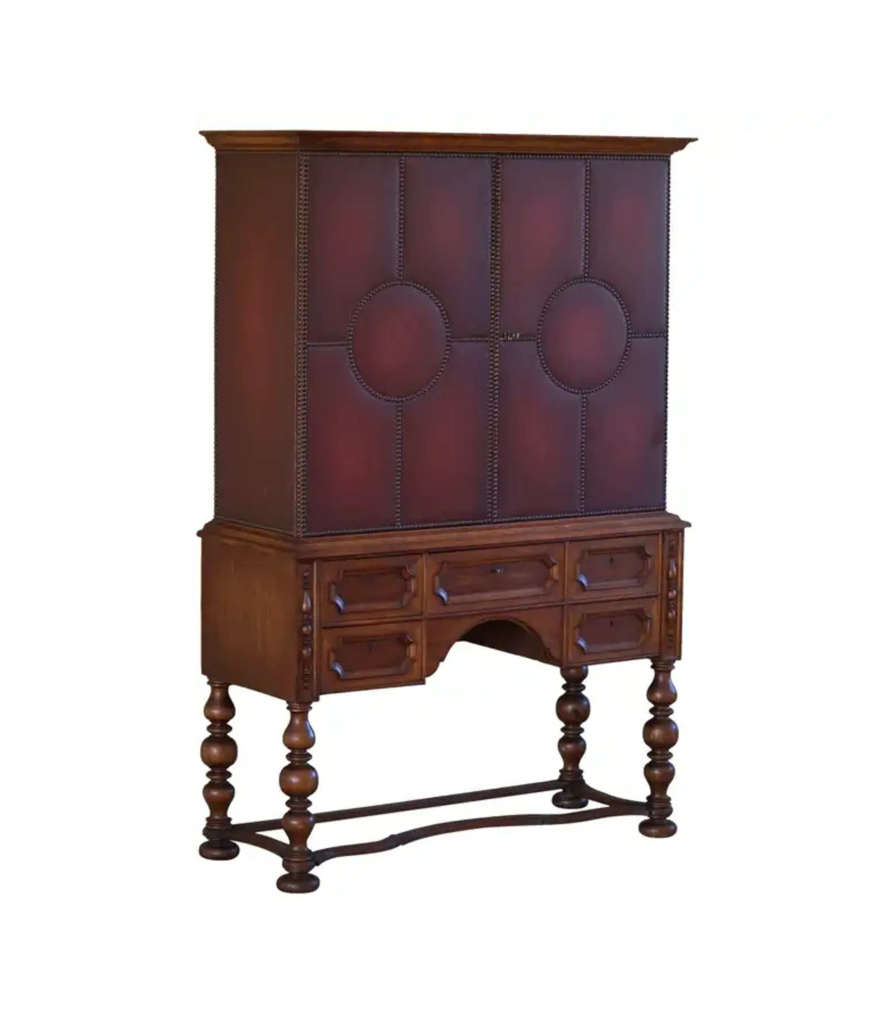 Otto_Schulz,_Swedish_Modern_Cabinet_in_Leather,_Oak_&_Brass_Nails,_1930s