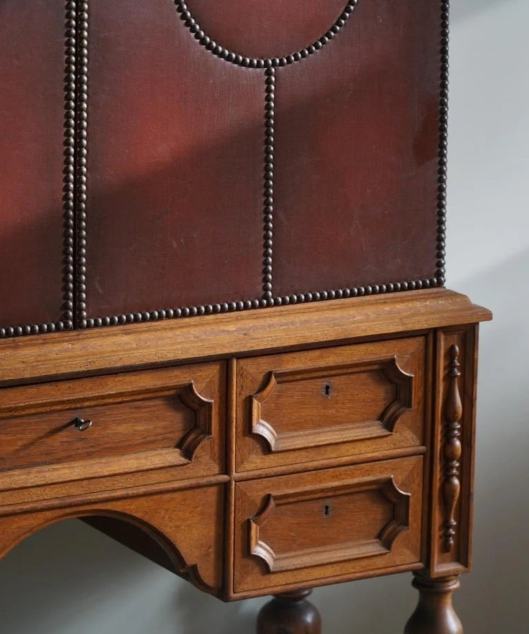 Otto_Schulz,_Swedish_Modern_Cabinet_in_Leather,_Oak_&_Brass_Nails,_1930s