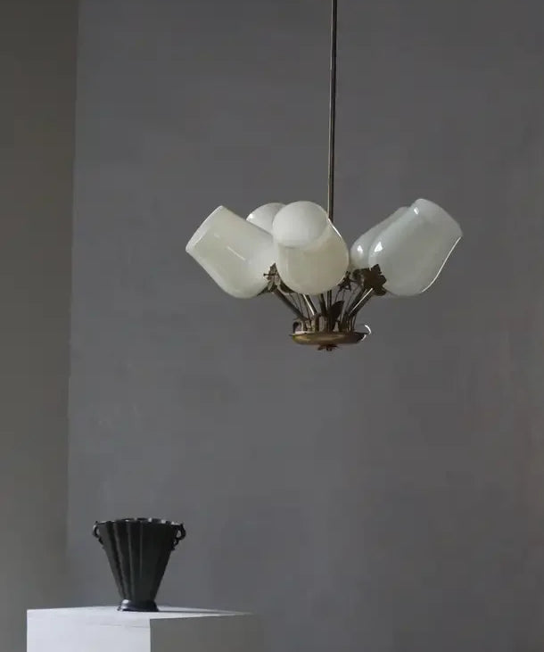 Paavo_Tynell_5-Arm_Brass_and_Glass_Chandelier,_Finland