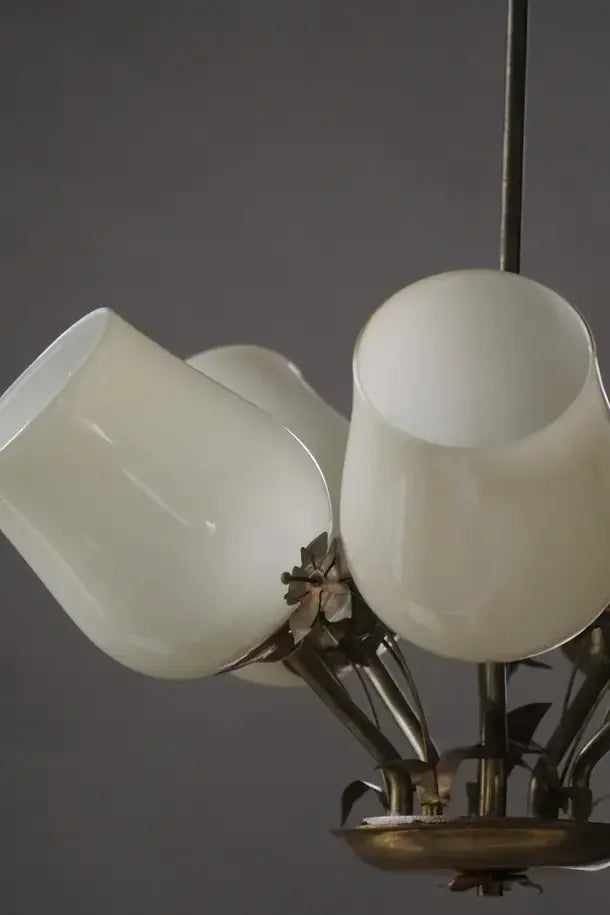 Paavo_Tynell_5-Arm_Brass_and_Glass_Chandelier,_Finland