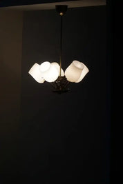 Paavo_Tynell_5-Arm_Brass_and_Glass_Chandelier,_Finland