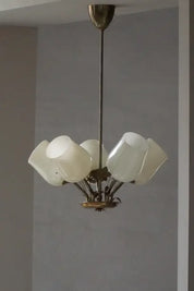 Paavo_Tynell_5-Arm_Brass_and_Glass_Chandelier,_Finland