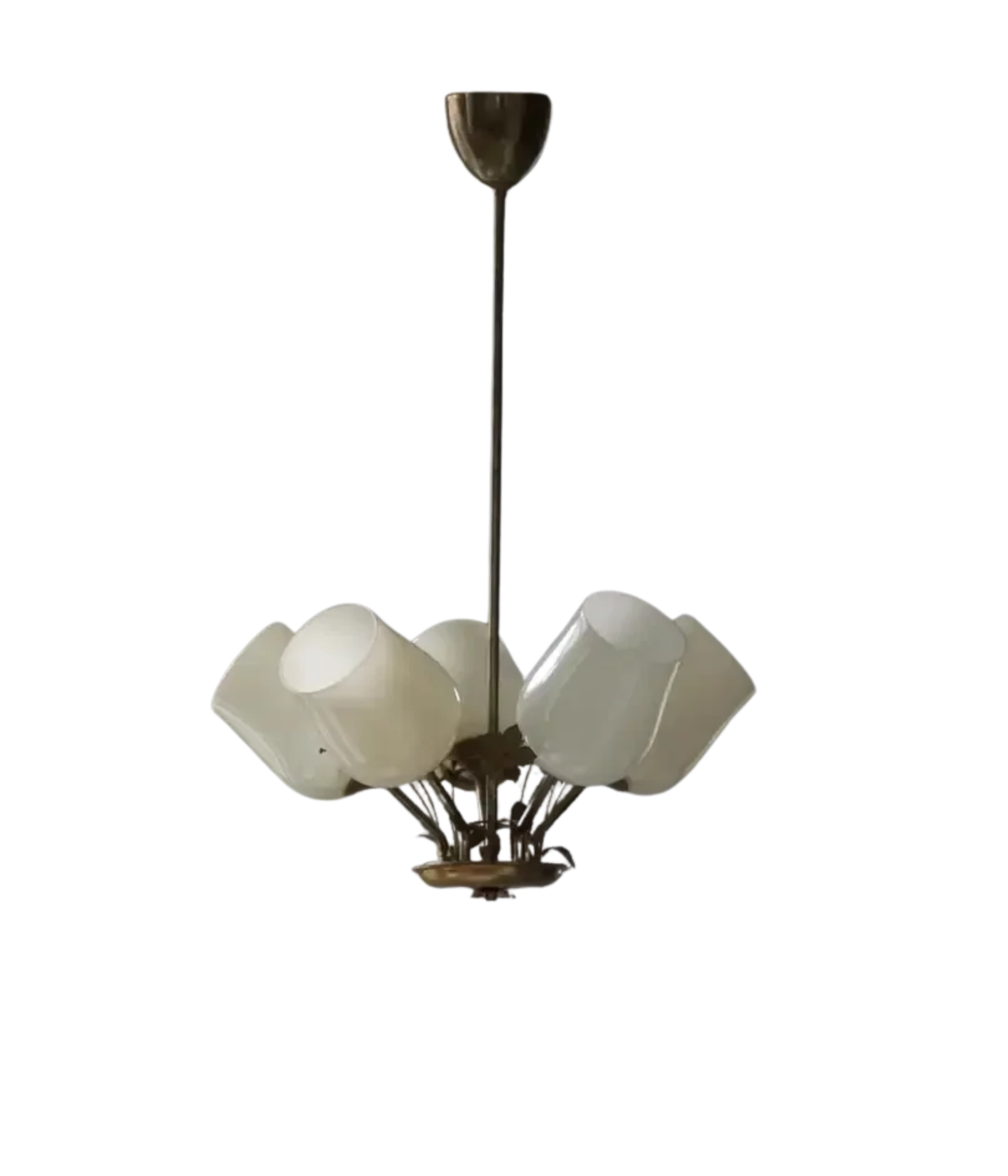 Paavo_Tynell_5-Arm_Brass_and_Glass_Chandelier,_Finland