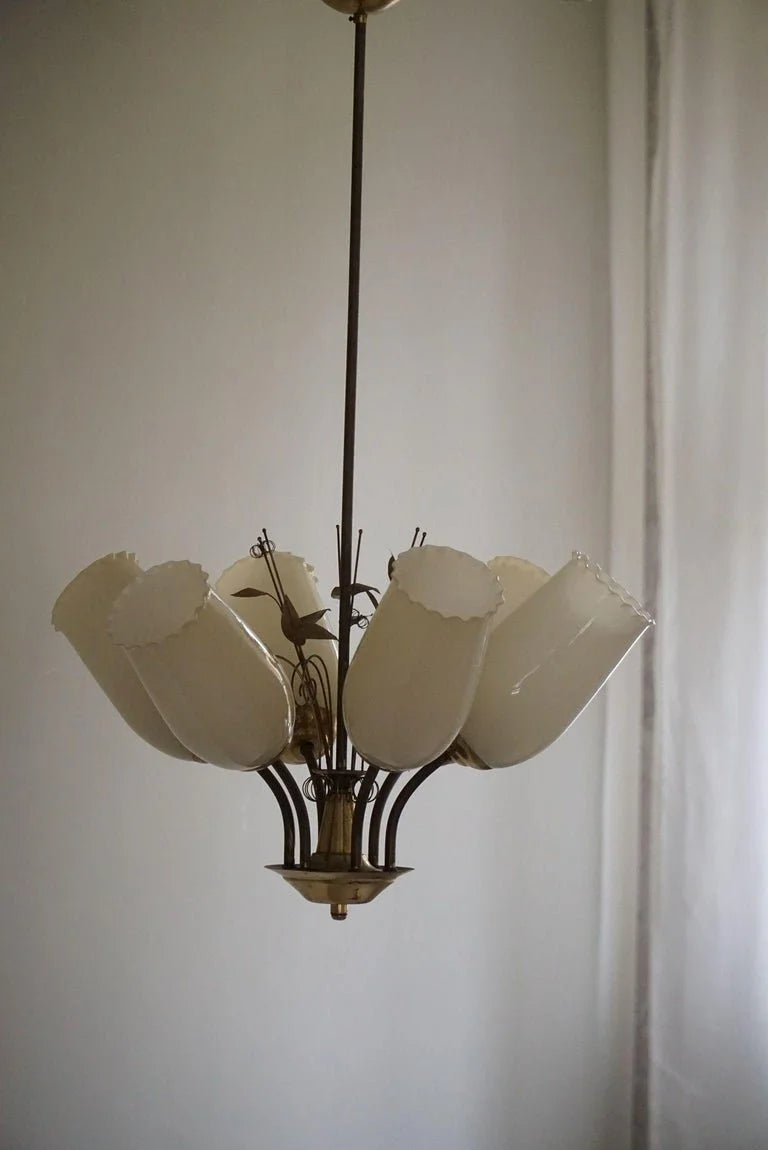 Paavo_Tynell_for_Idman_OY,_Chandelier_in_Brass_&_Glass,_Finland,_1940s