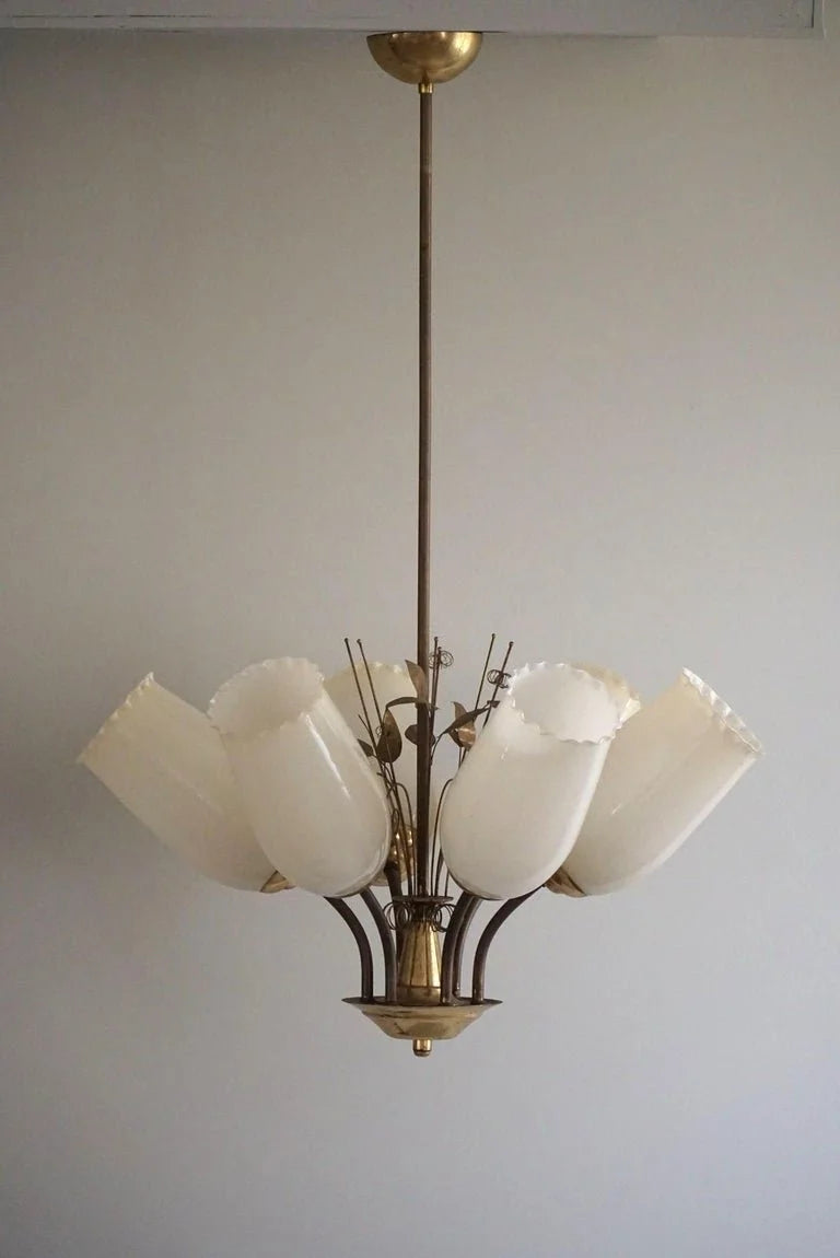 Paavo_Tynell_for_Idman_OY,_Chandelier_in_Brass_&_Glass,_Finland,_1940s