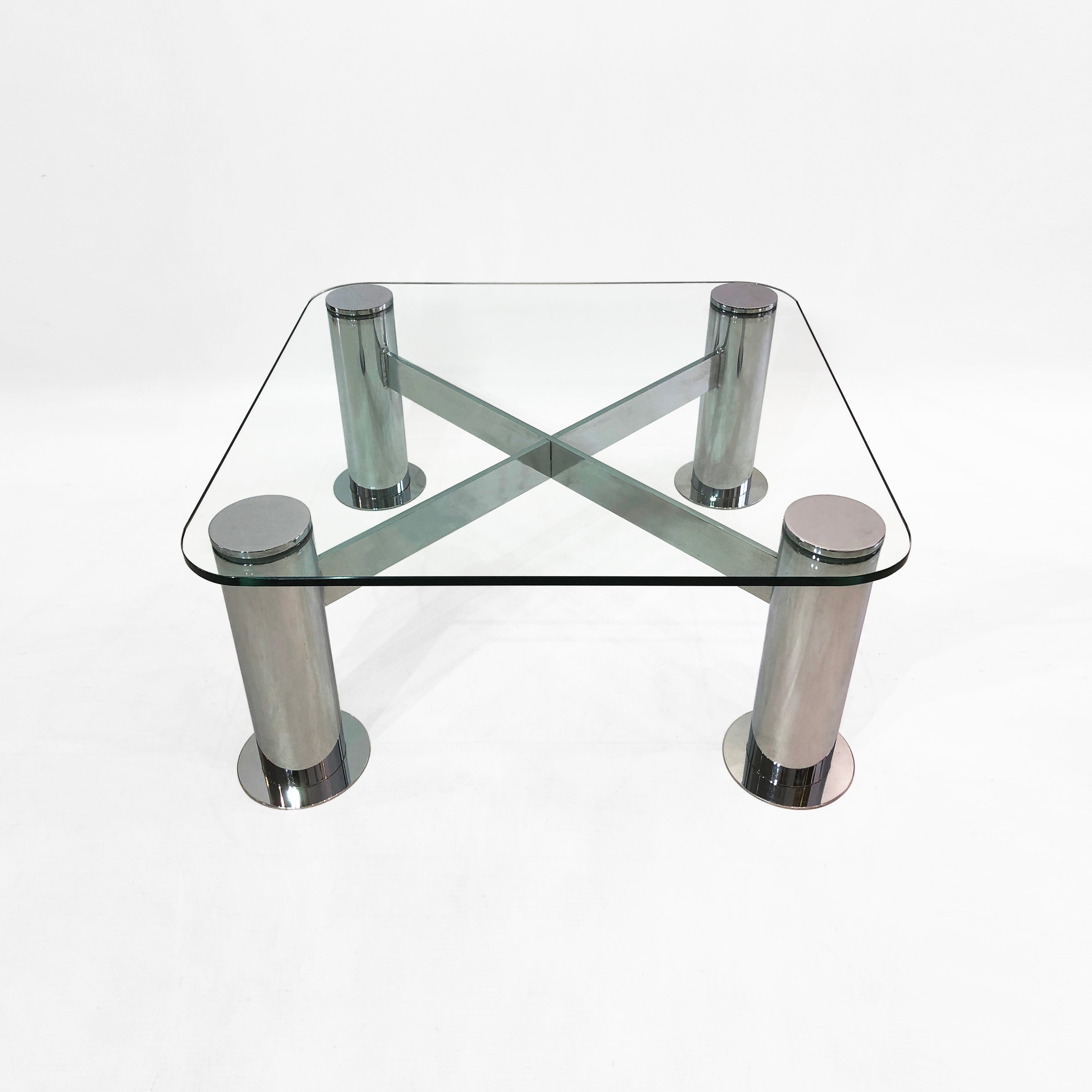 Pace_PostModern_Coffee_Table_1980s_Vintage_Leon_Rosen_Italy_Structural_Expressionism_Chrome_Glass