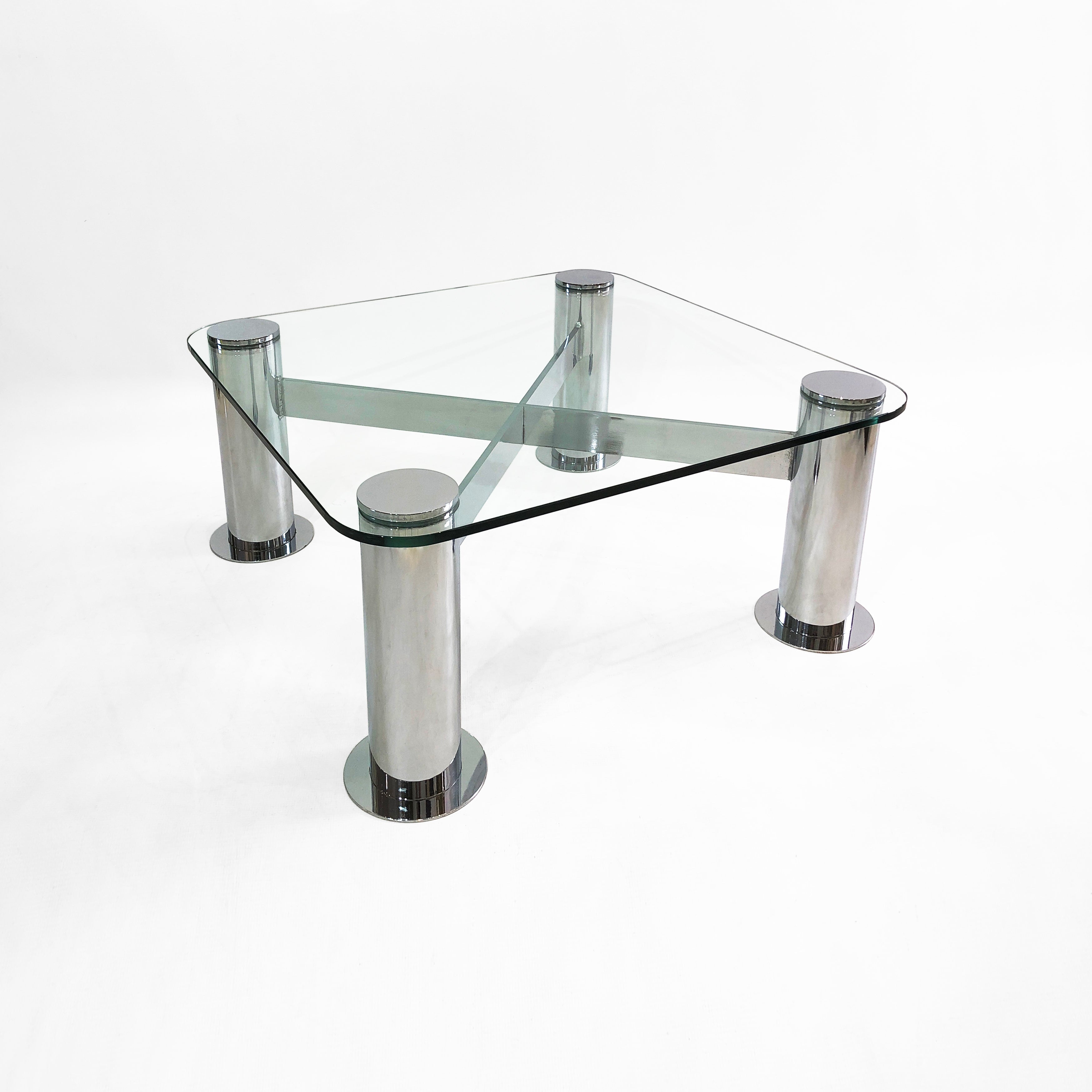 Pace_PostModern_Coffee_Table_1980s_Vintage_Leon_Rosen_Italy_Structural_Expressionism_Chrome_Glass