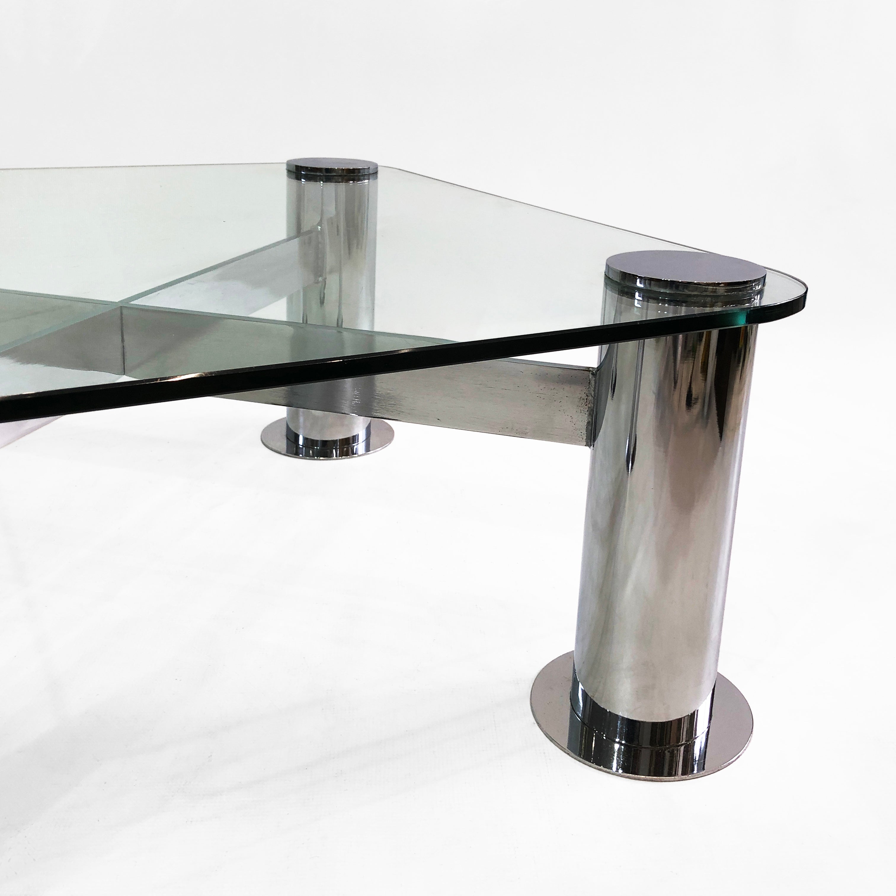 Pace_PostModern_Coffee_Table_1980s_Vintage_Leon_Rosen_Italy_Structural_Expressionism_Chrome_Glass