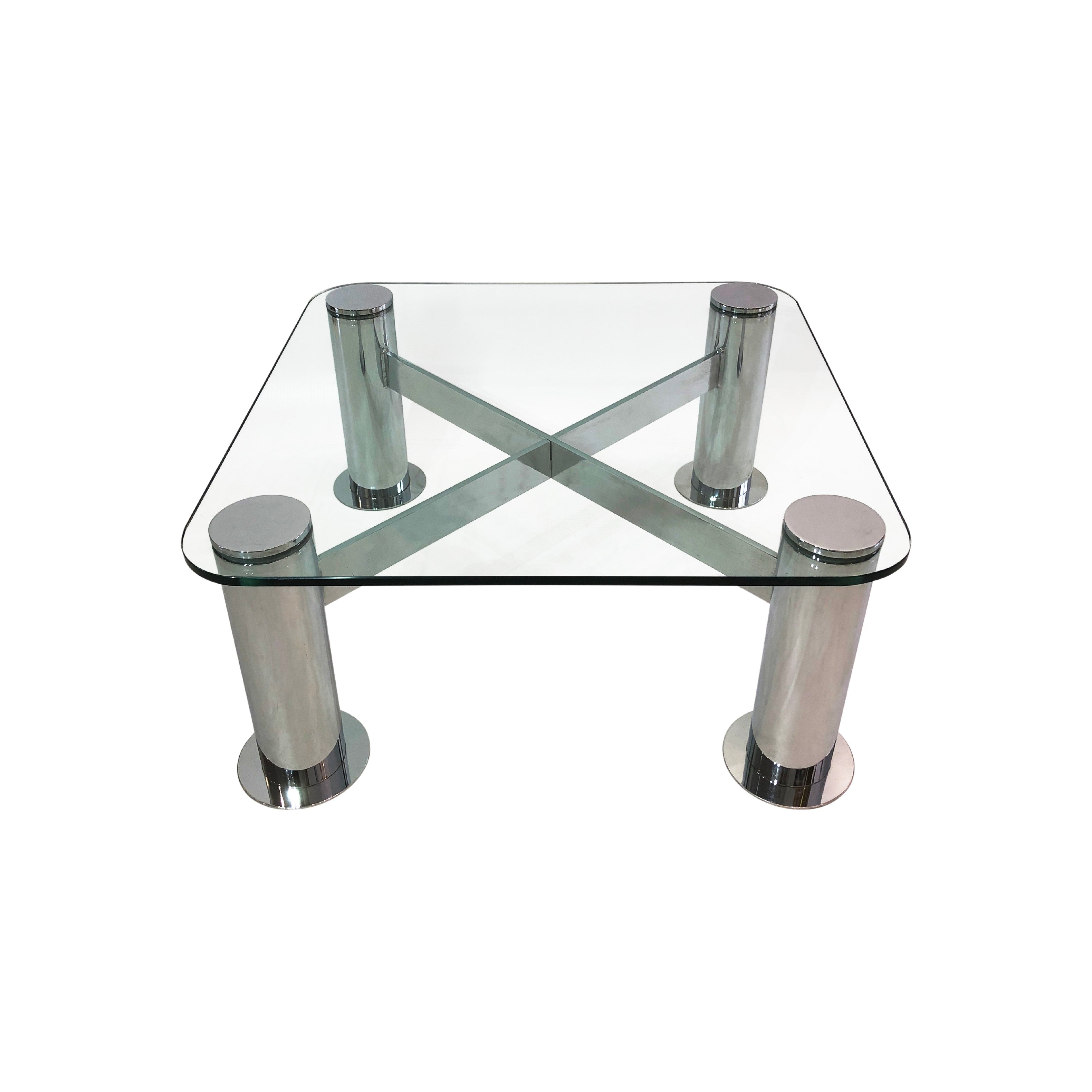 Pace_PostModern_Coffee_Table_1980s_Vintage_Leon_Rosen_Italy_Structural_Expressionism_Chrome_Glass