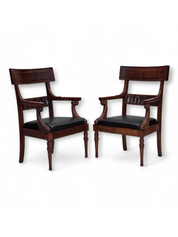 Set_of_2_Armchairs,_Carved_Teak_&_Leather_Vintage,_1920s_Denmark