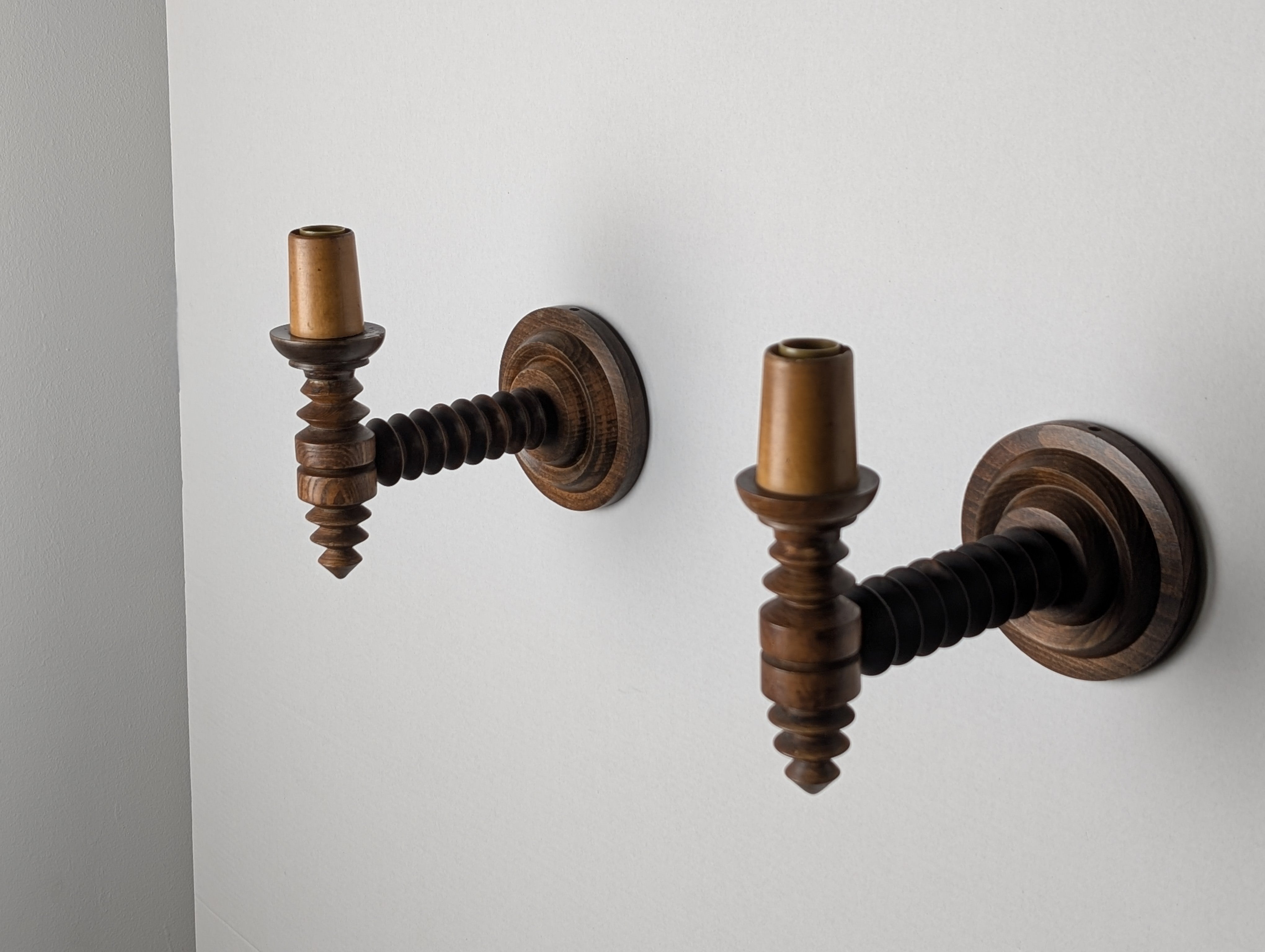 Set_of_2_Charles_Dudouyt_French_Turned_Wood_Wall_Sconces,_1940s