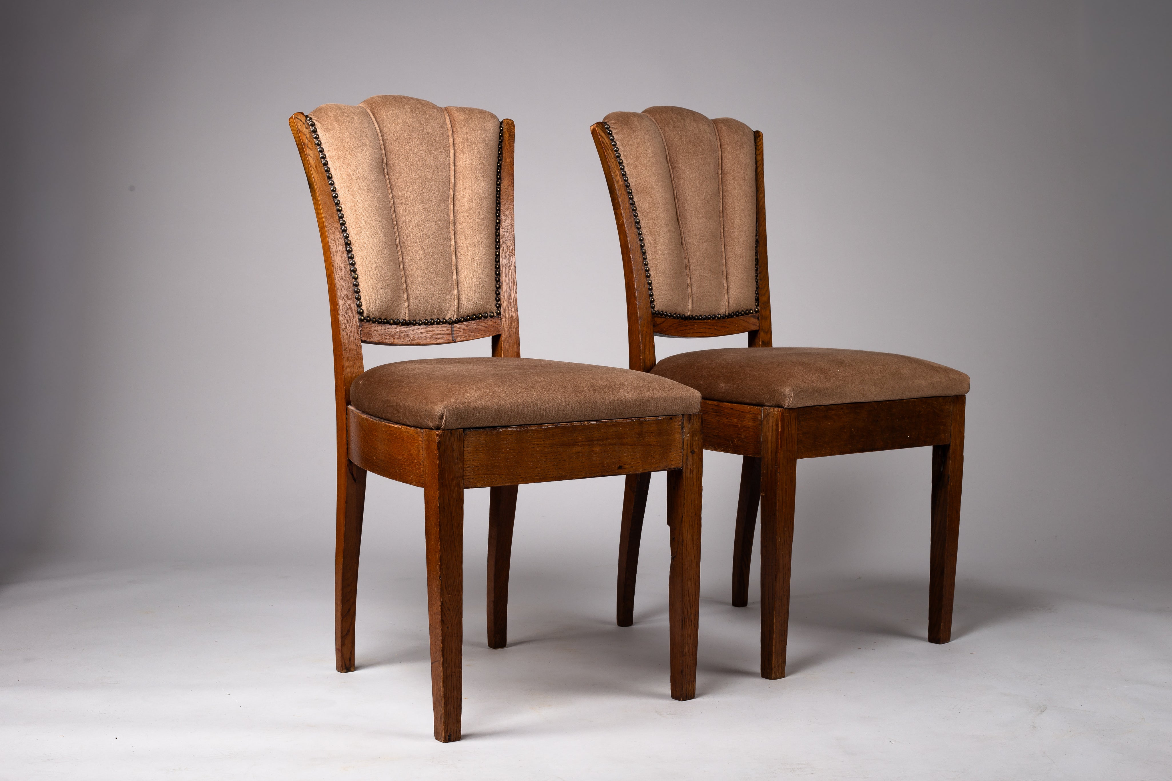Set_of_2_Finnish_Art_Deco_Chairs_in_Oak_and_Brown_Upholstery,_Finland,_1930s