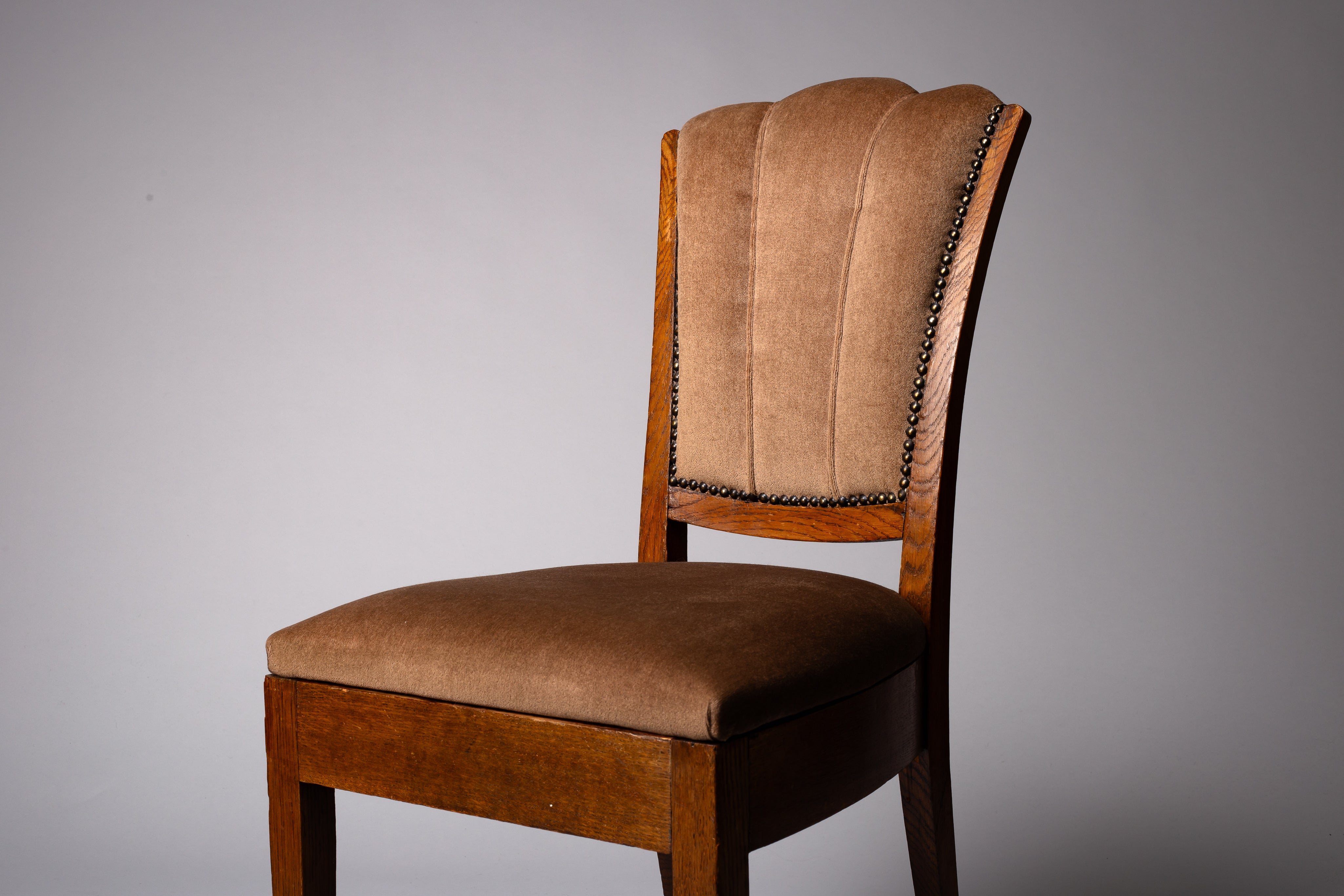 Set_of_2_Finnish_Art_Deco_Chairs_in_Oak_and_Brown_Upholstery,_Finland,_1930s
