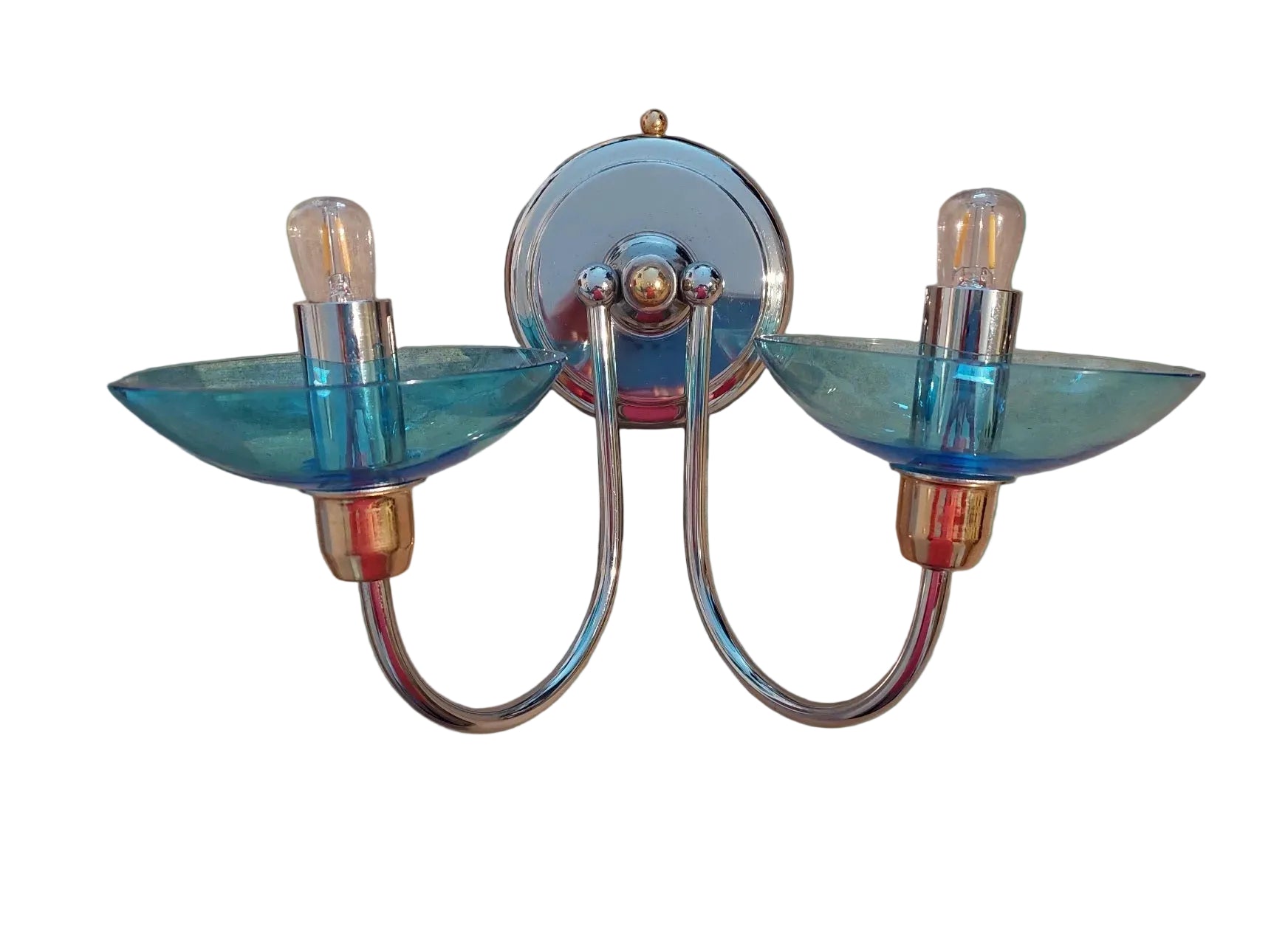 Set_of_2_Murano_Glass_Wall_Sconces_with_Chrome_and_Gold_Details,_Italy_1970s