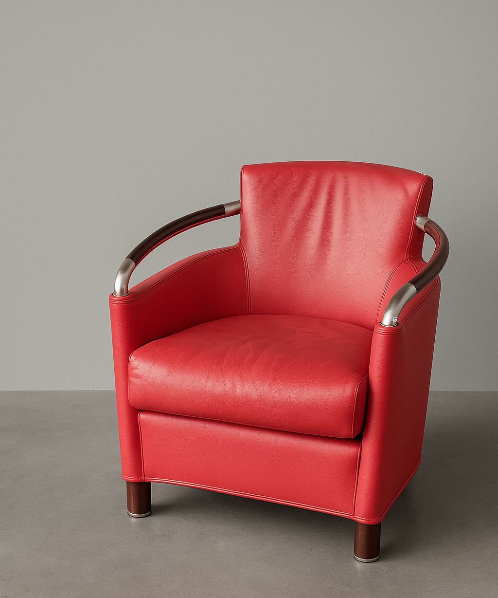 Set_of_2_Giorgetti_Progretti_armchairs_in_red_leather,_custom_edition_by_Massimo_Scolari