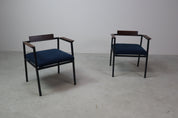 Pair_of_Postmodern_armchairs_in_steel_and_mahogany,_1970s