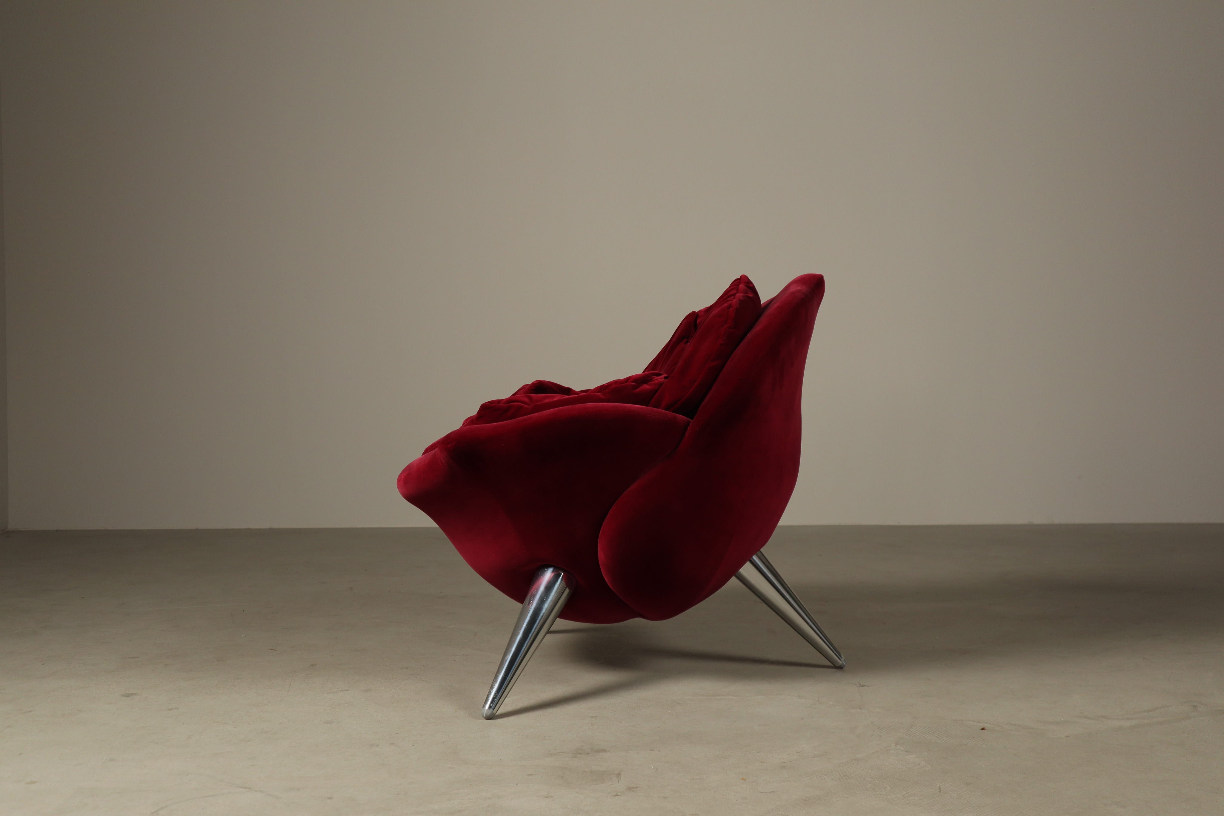 Set_of_2_Rose_Lounge_Chairs_by_Masanori_Umeda_for_Edra_in_Red_Velvet,_Italy_1990