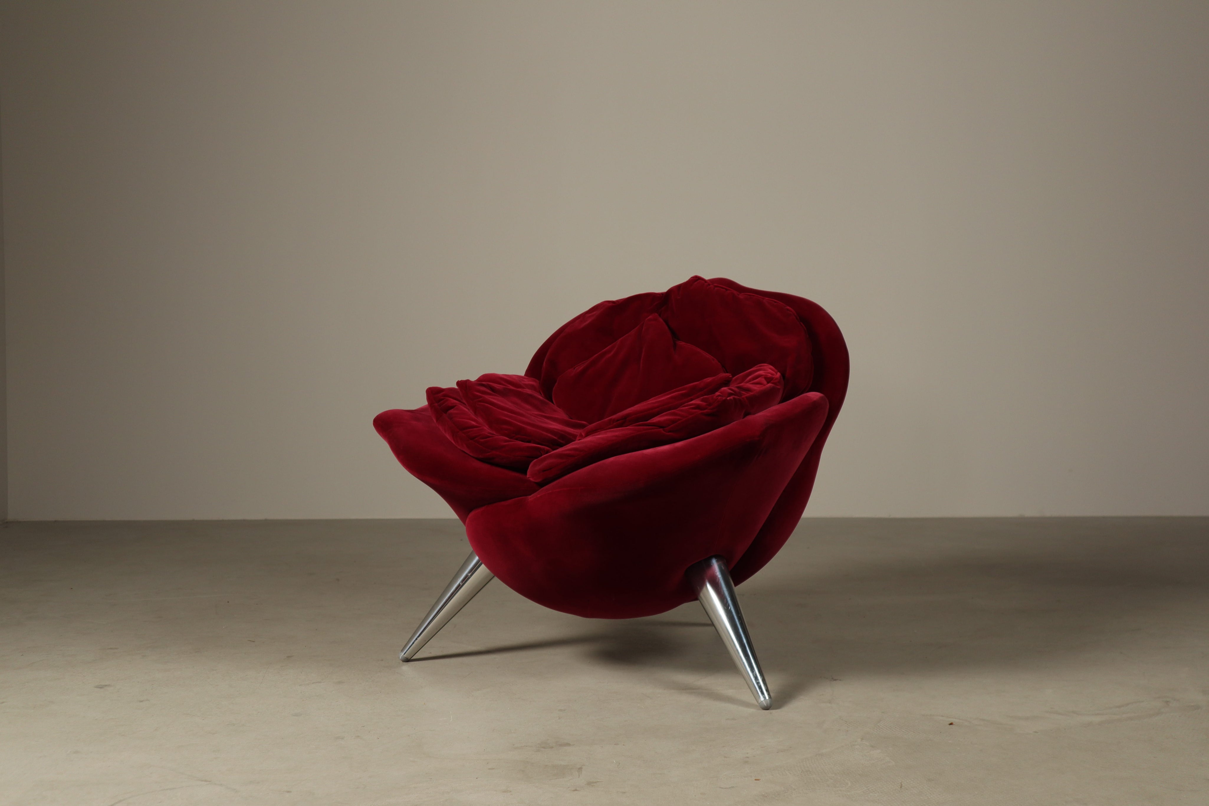 Set_of_2_Rose_Lounge_Chairs_by_Masanori_Umeda_for_Edra_in_Red_Velvet,_Italy_1990
