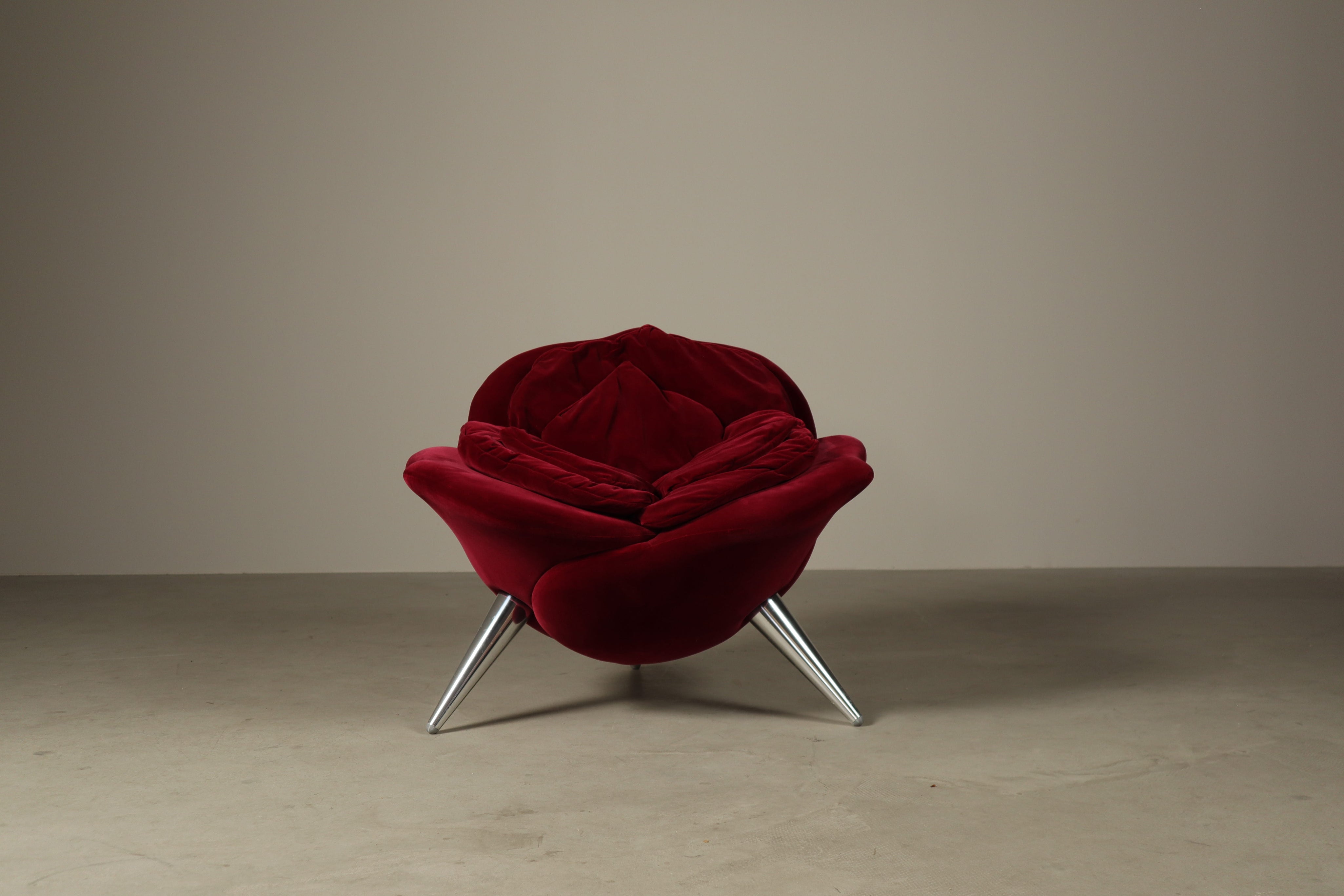 Set_of_2_Rose_Lounge_Chairs_by_Masanori_Umeda_for_Edra_in_Red_Velvet,_Italy_1990
